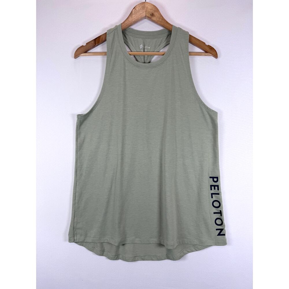 Peloton Womens M Ribbed Racerback Workout Twist Back Tank Sage Green Top